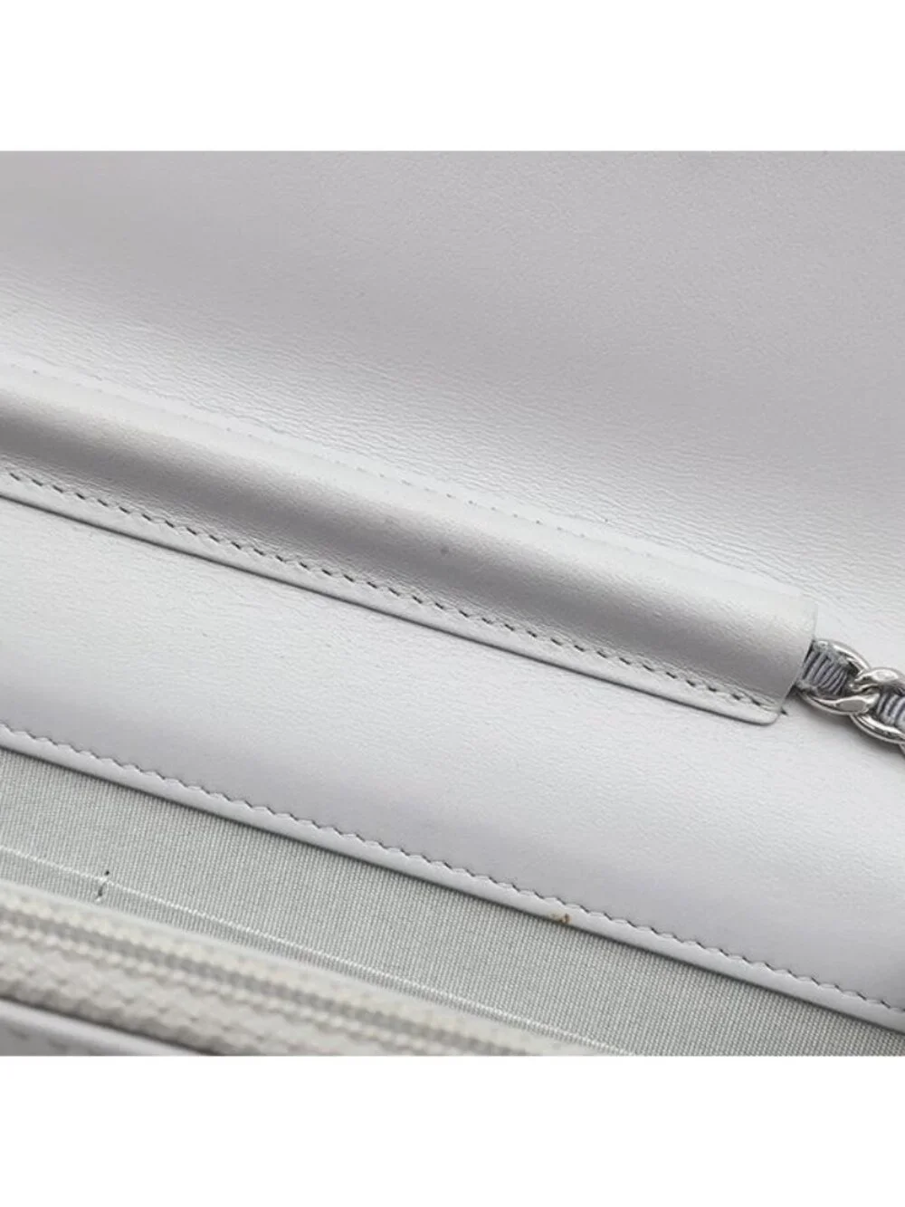 Chanel Chain Wallet Deauville Canvas Leather Gray Silver Logo CC Shoulder Bag 24